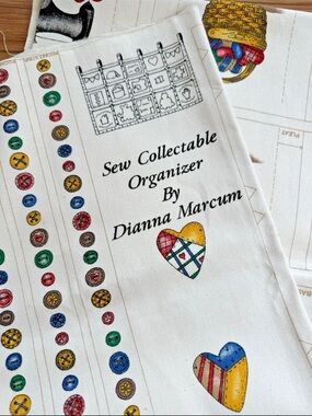 Vintage Sew Collectable Cut & Sew Organizer Dianna Marcum Sewing Room Print Twil